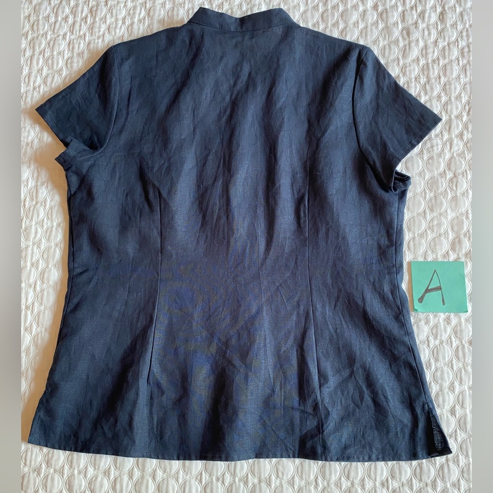 Ecologie Women's Linen Button-Down Top Navy Blue Size XL - Picture 10 of 10